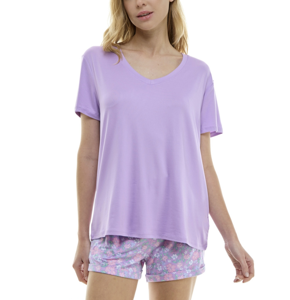 Roudelain Women Short Sleeve Boxy Pajama Top Crocus Petal Size L